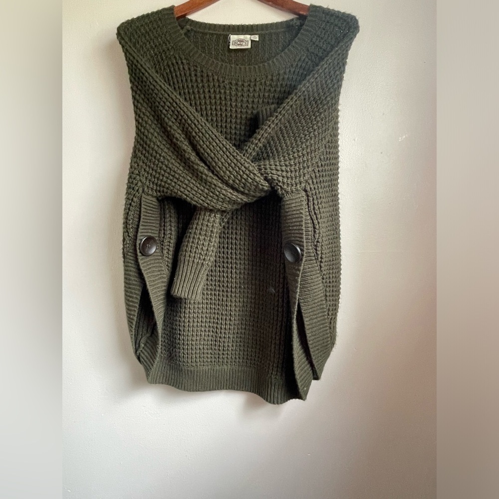 Rod’s scoop neck knit sweater with buttons on sides olive green women’s XL